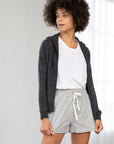 OPEN KNIT BACK HOODIE