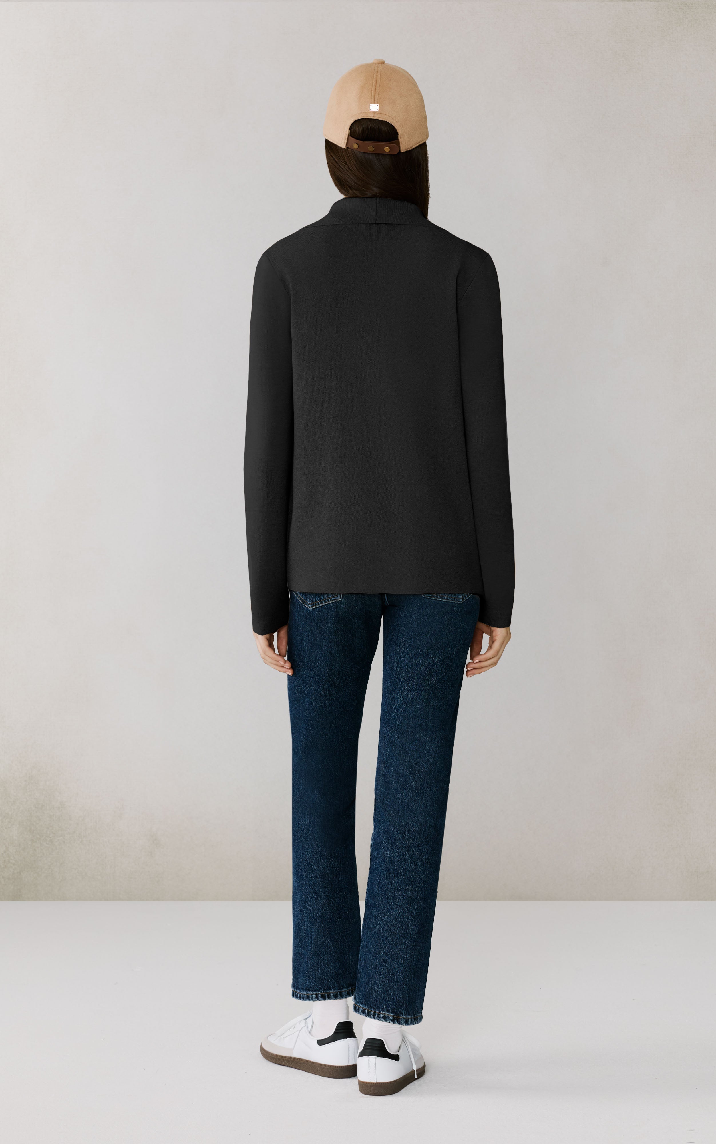 IONI KNIT CARDI WITH OVERSIZE LAPEL