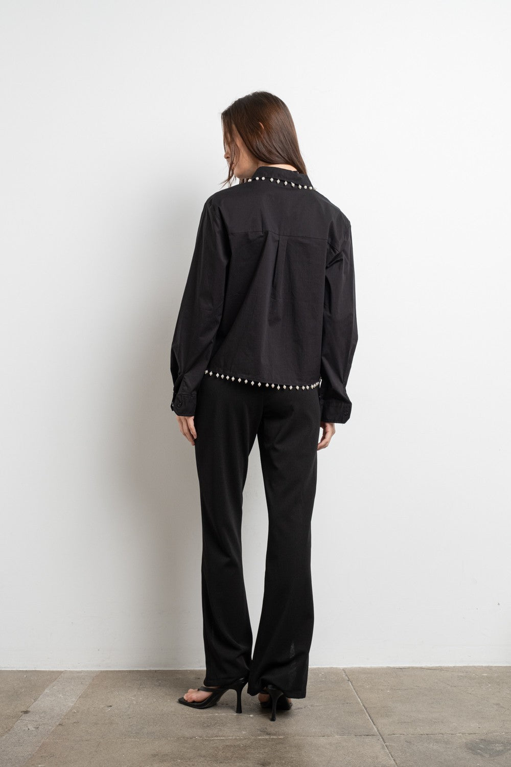 PEARL TRIM LONG SLEEVE SHIRT