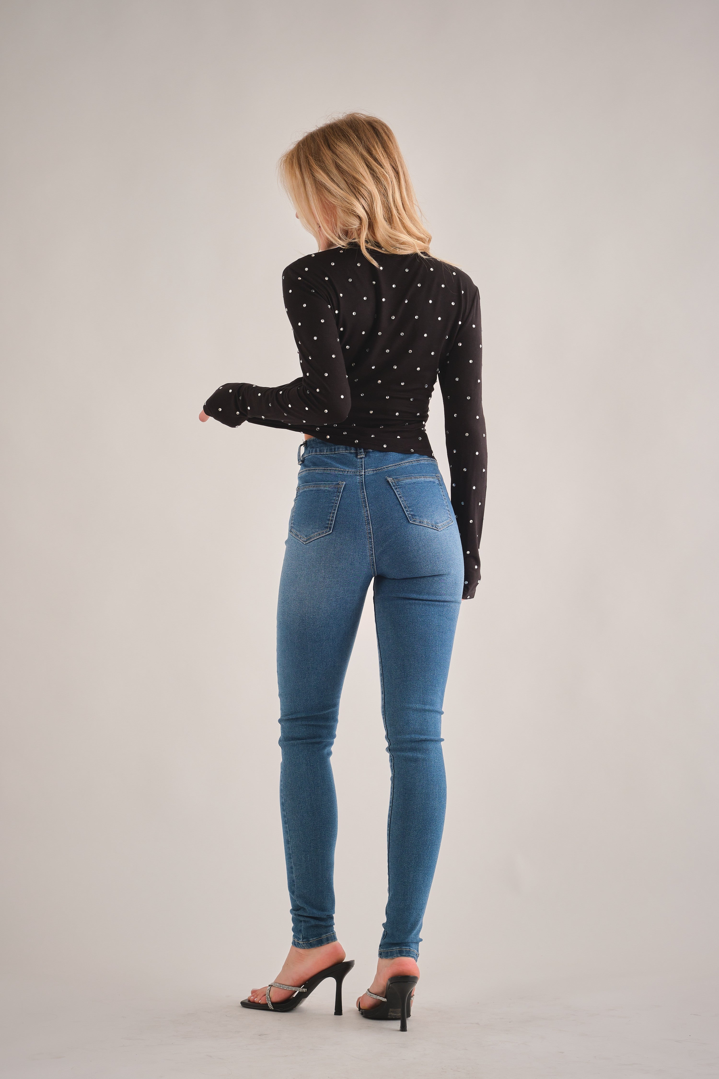 RHINESTONE LONG SLEEVE TEE