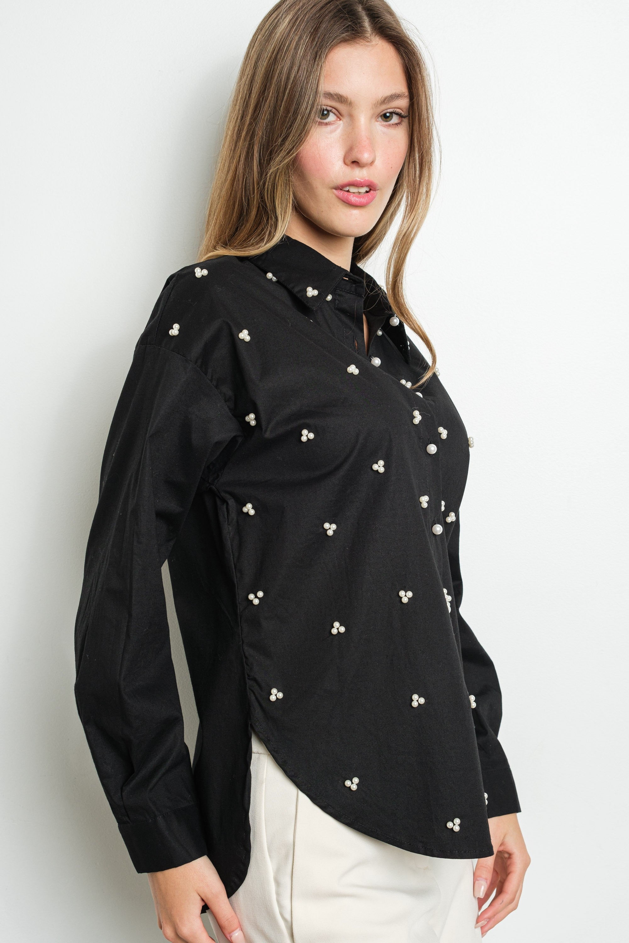 PEARL CLUSTERS LONG SLEEVE SHIRT