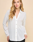 SEQUIN V-NECKV BUTTON DOWN SHIRT
