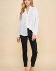 SEQUIN V-NECKV BUTTON DOWN SHIRT