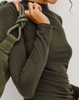 JOELLE BRUSHED TISSUE JERSEY DRAPED TOP