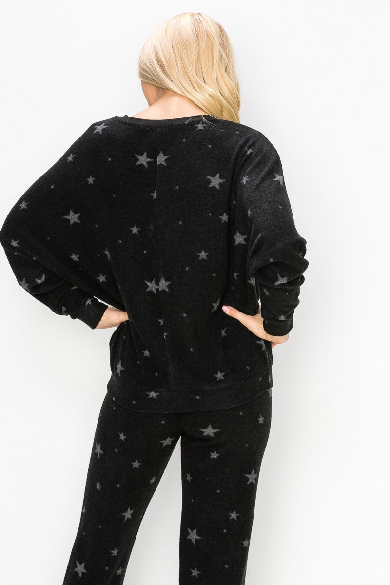 STAR PRINT BRUSHED DOLMAN