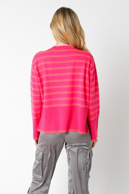 striped crew neck sweater