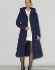 JUDY-L ASYMMETRIC STRETCH DOWN MAXI COAT
