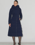 JUDY-L ASYMMETRIC STRETCH DOWN MAXI COAT