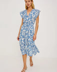 JUNI JASMINE PRINT DRAWSTRING WAIST DRES