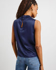 KALEEN SATIN CREPE DRAPE NECK TANK