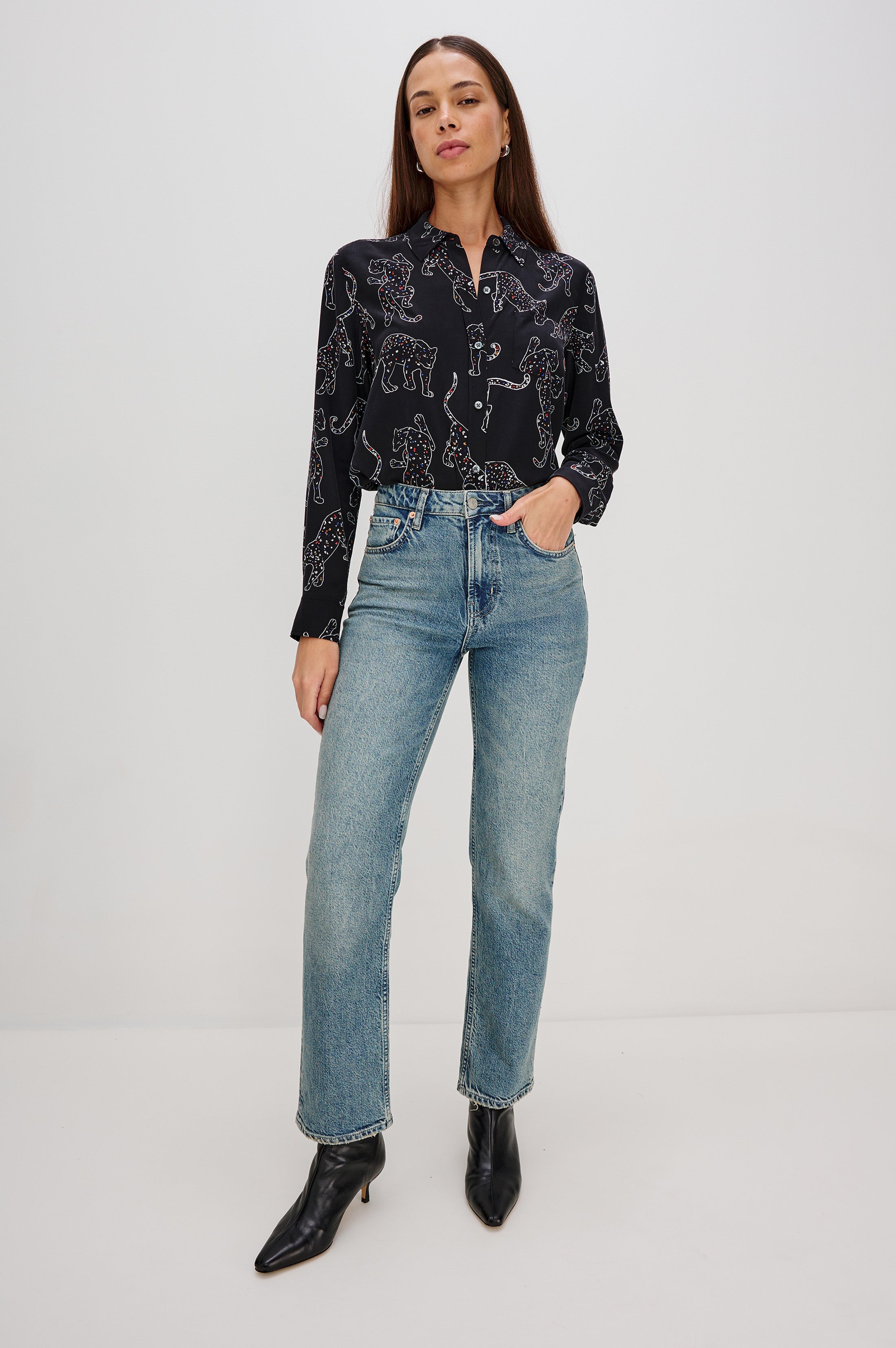 KATE JAGUARS SILK LONG SLEEVE SHIRT