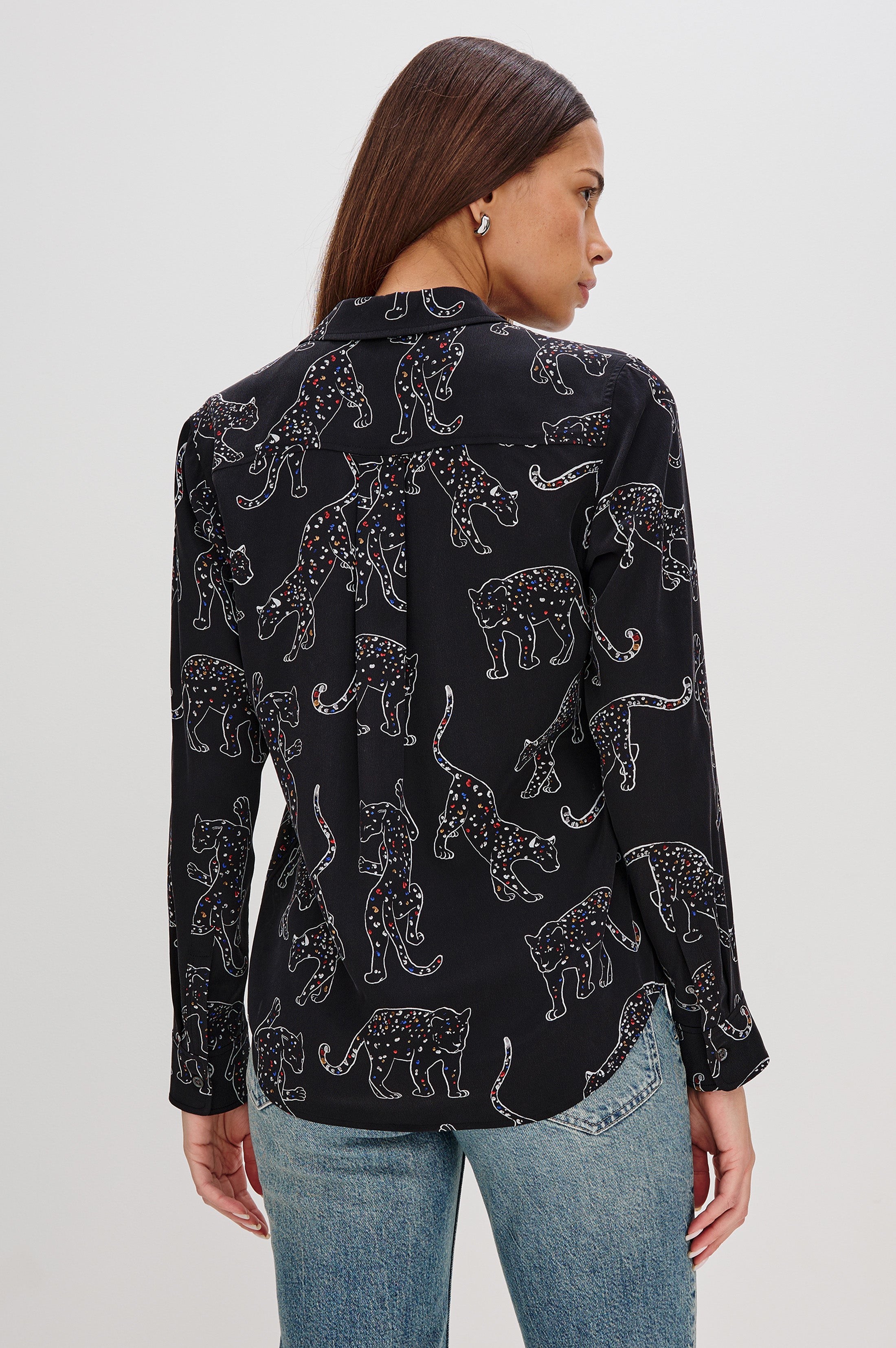 KATE JAGUARS SILK LONG SLEEVE SHIRT