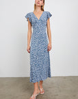KENZ MIXED CHEETAH RUFFLE SLEEVE DRESS