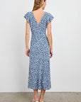 KENZ MIXED CHEETAH RUFFLE SLEEVE DRESS