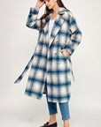PLAID BELTED COAT