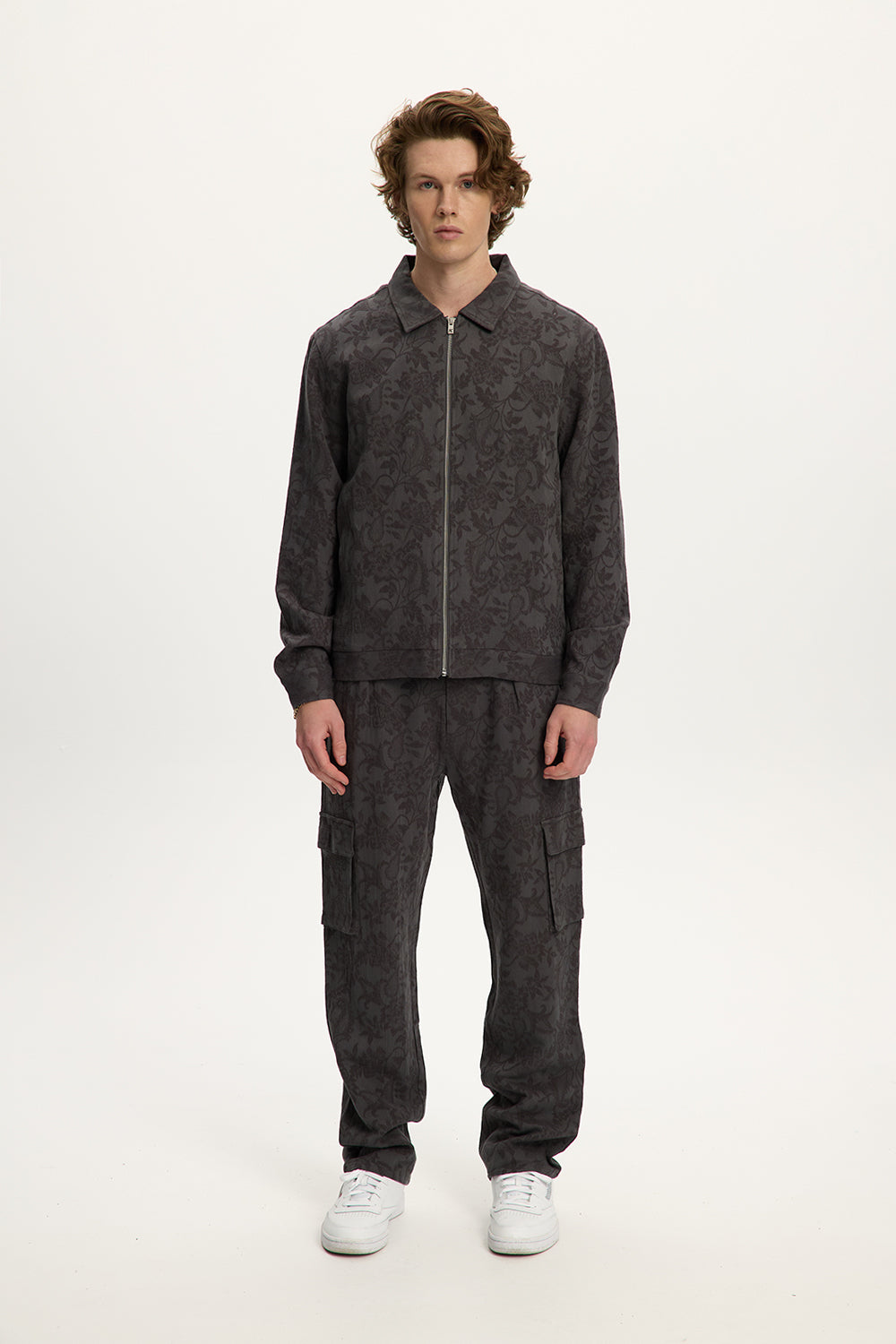 FLORAL JACQUARD LINEN SHACKET