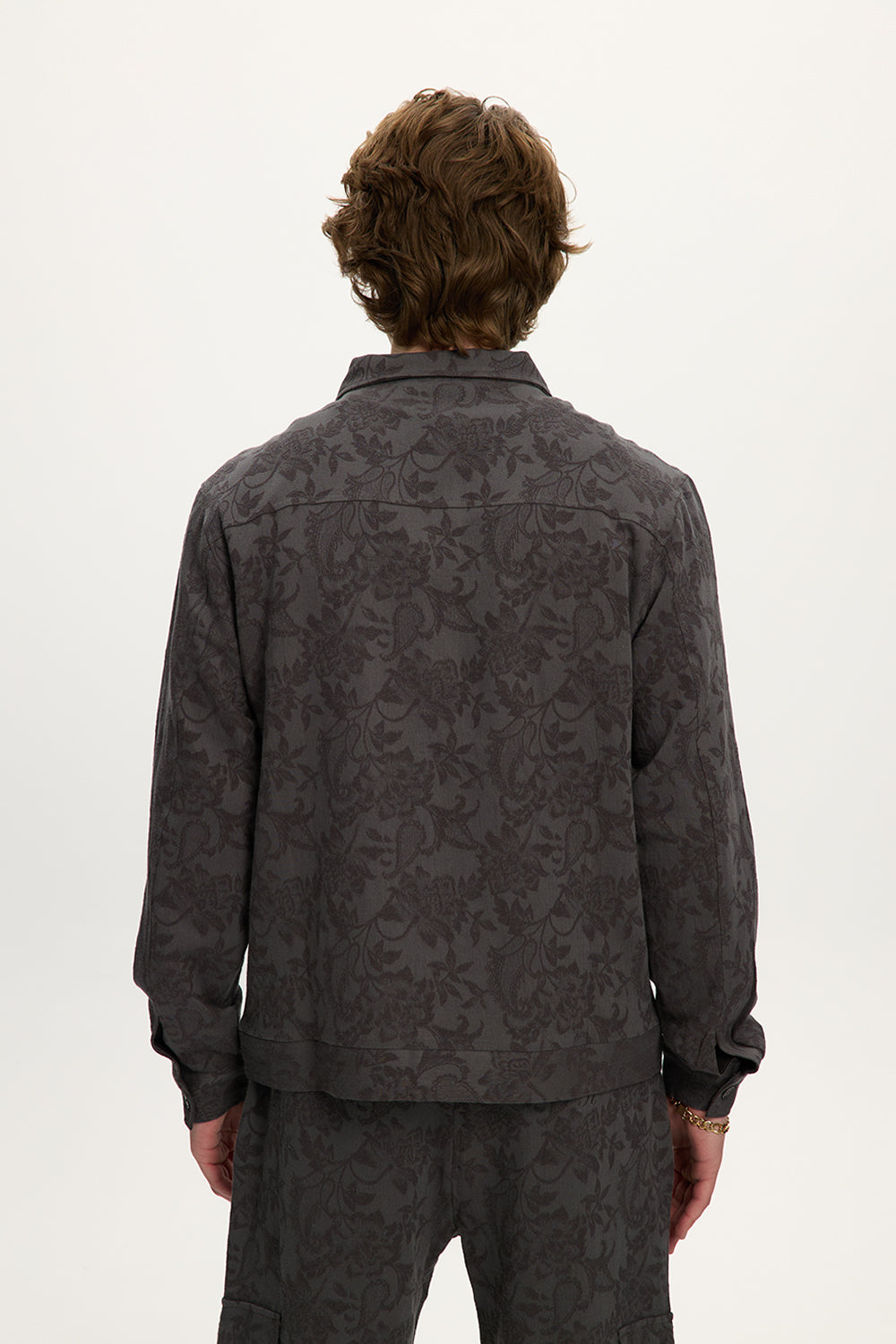 FLORAL JACQUARD LINEN SHACKET