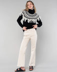 INTARSIA FRINGE TURTLENECK SWEATER