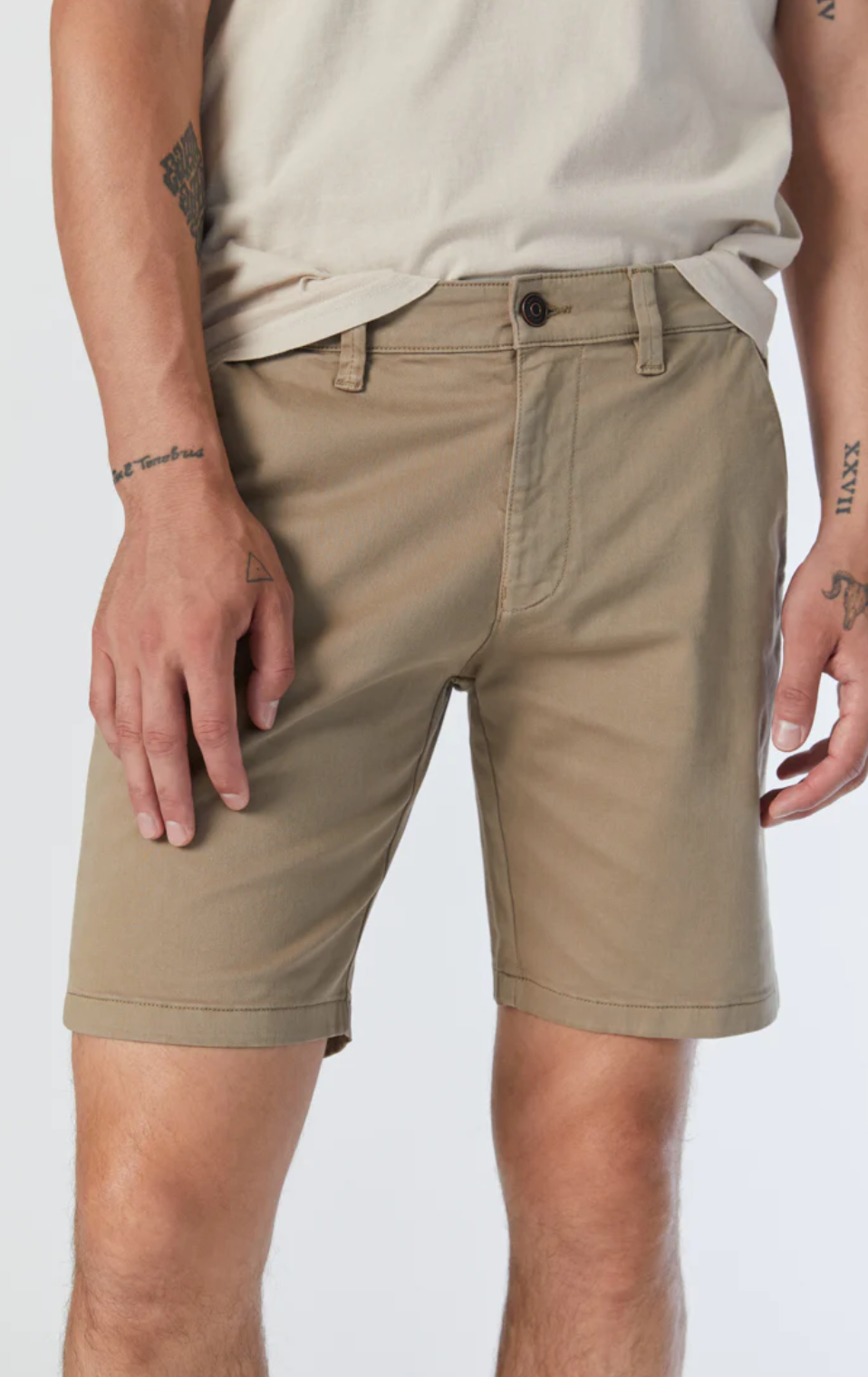 JACOB CROP GREIGE TWILL SHORTS