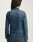 SAMANTHA DARK BRUSHED FLEX BLUE JEAN JACKET