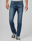 waist down front view of the lennox skinny fit jean from paige in brickler blue