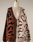 COLOUR BLOCK LEOPARD CARDI