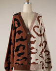 COLOUR BLOCK LEOPARD CARDI