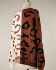 COLOUR BLOCK LEOPARD CARDI