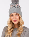 ARGYLE TOQUE WITH FAUX FUR POMPOM