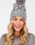 ARGYLE TOQUE WITH FAUX FUR POMPOM