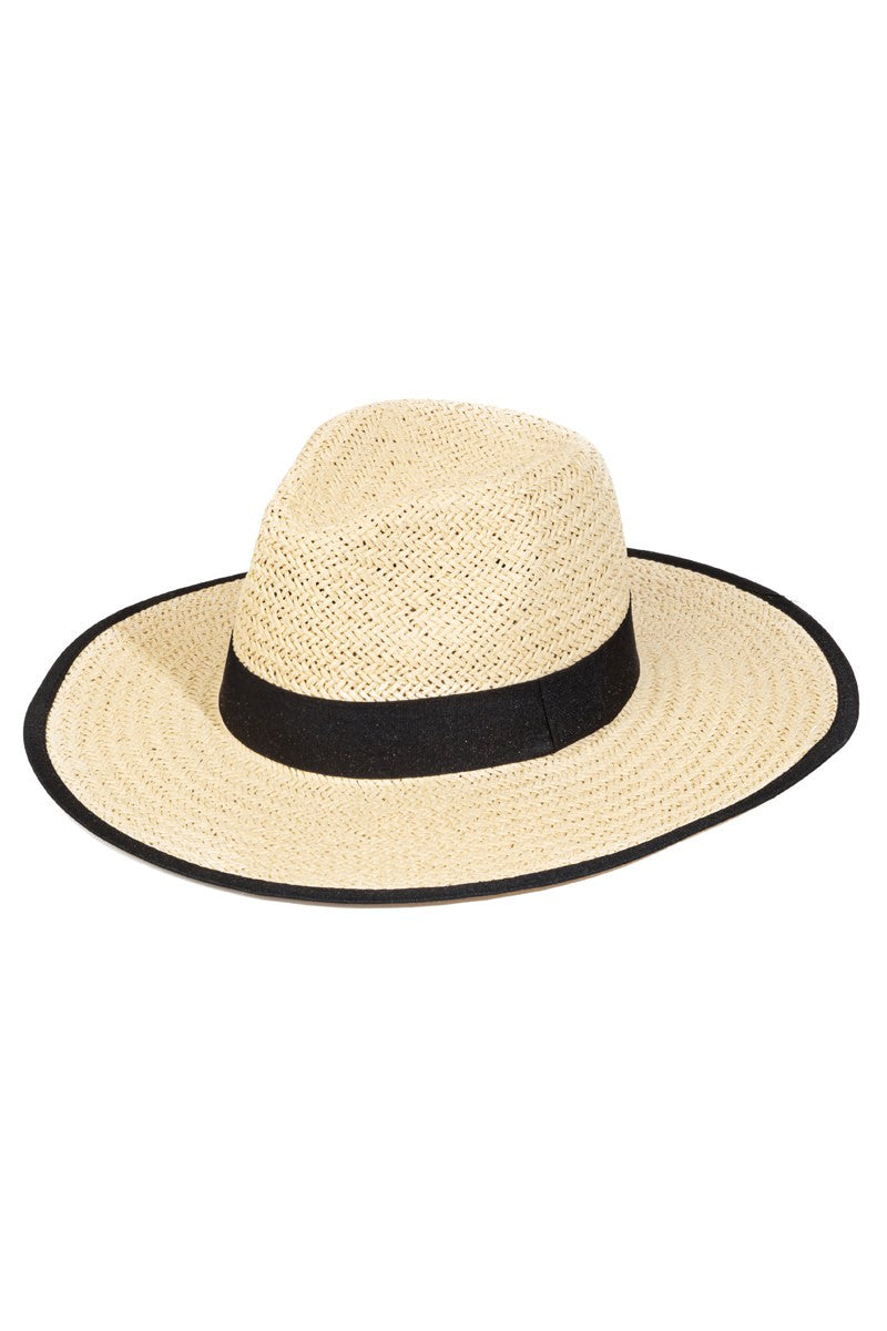 CONTRAST TRIM STRAW SUNHAT