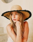 CONTRAST TRIM SUNSHINE STRAW HAT