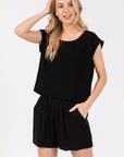 LINEN BLEND SHORT SLEEVE POPOVER TOP