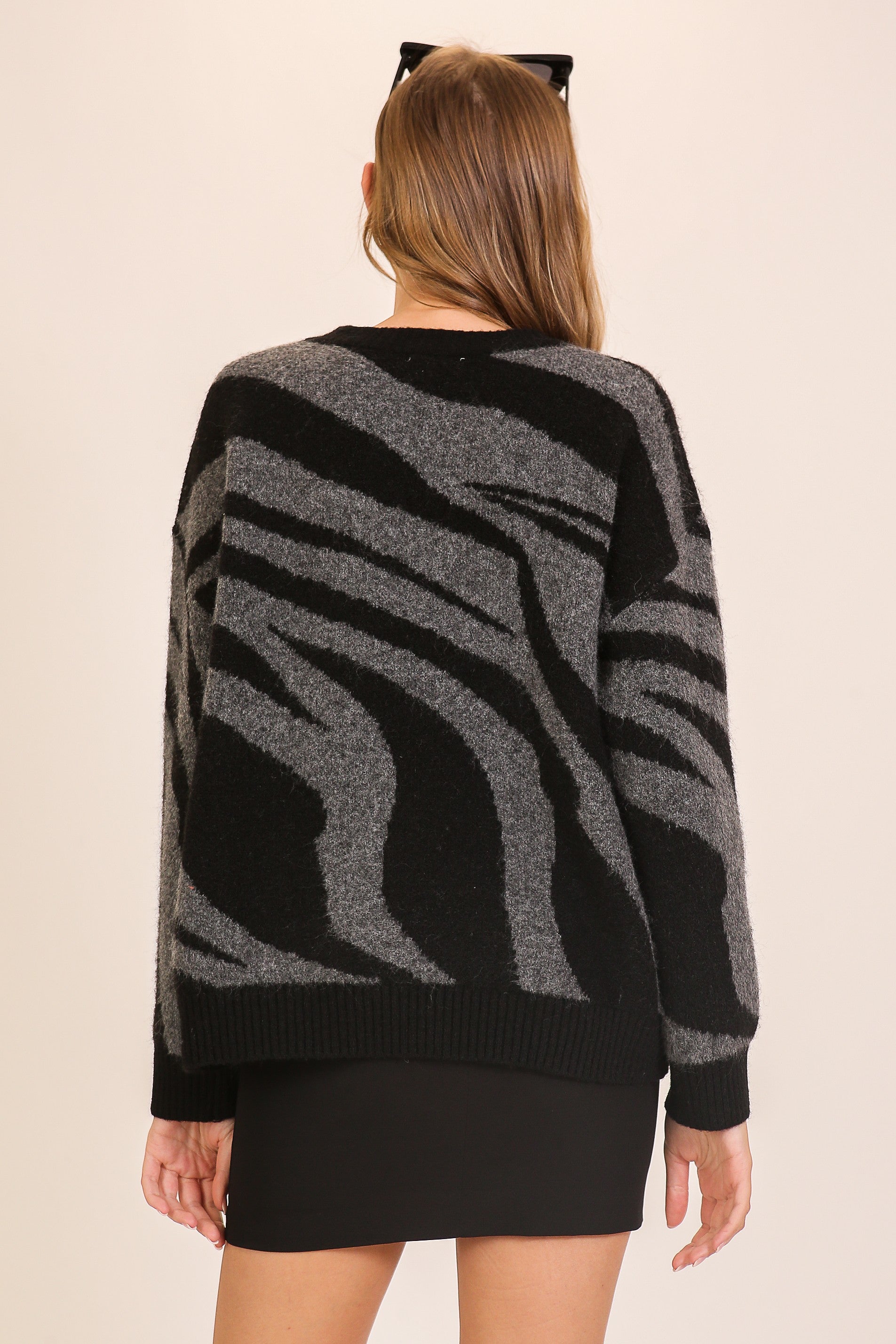 ZEBRA DROP SHOULDER SWEATER