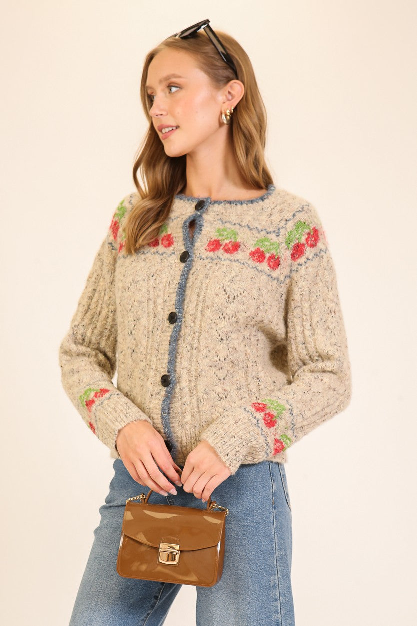 CHERRY KNIT CARDIGAN