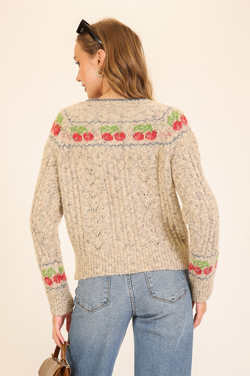 CHERRY KNIT CARDIGAN