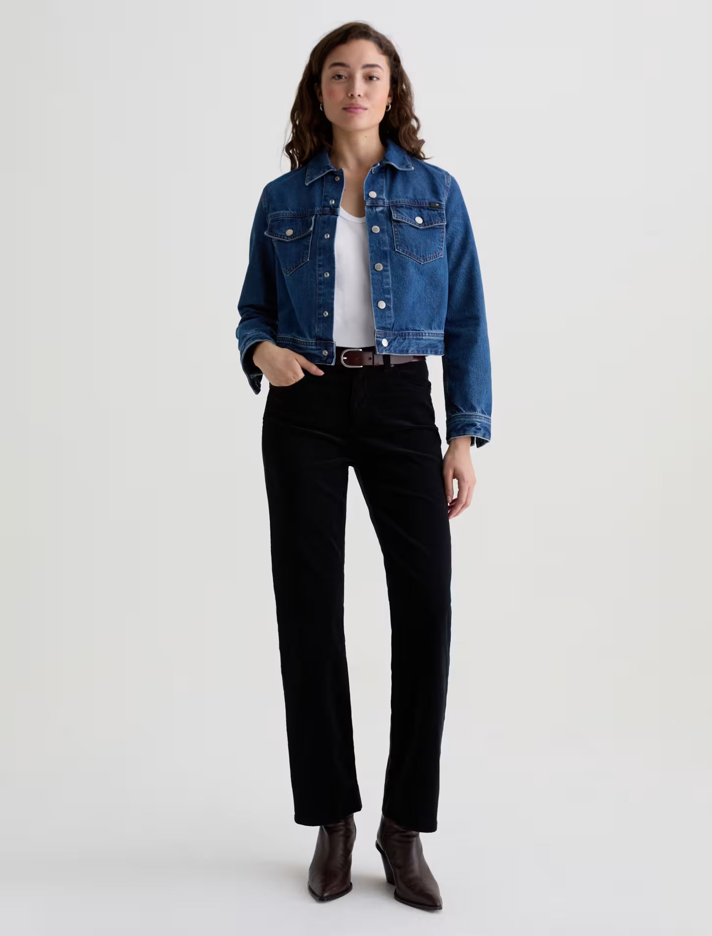 BRINLEY CORDUROY MID-RISE STRAIGHT IN SUPER BLACK