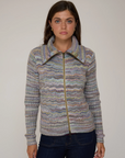 SPACE DYE BASKETWEAVE ZIP FRONT SWEATER JACKET
