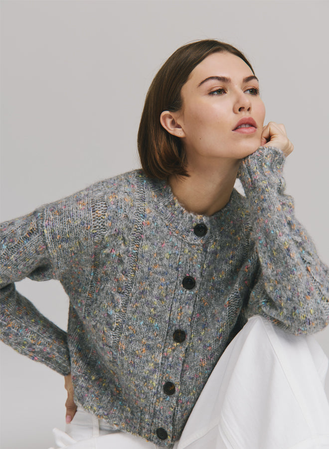 CONFETTI CABLE BOXY CARDIGAN