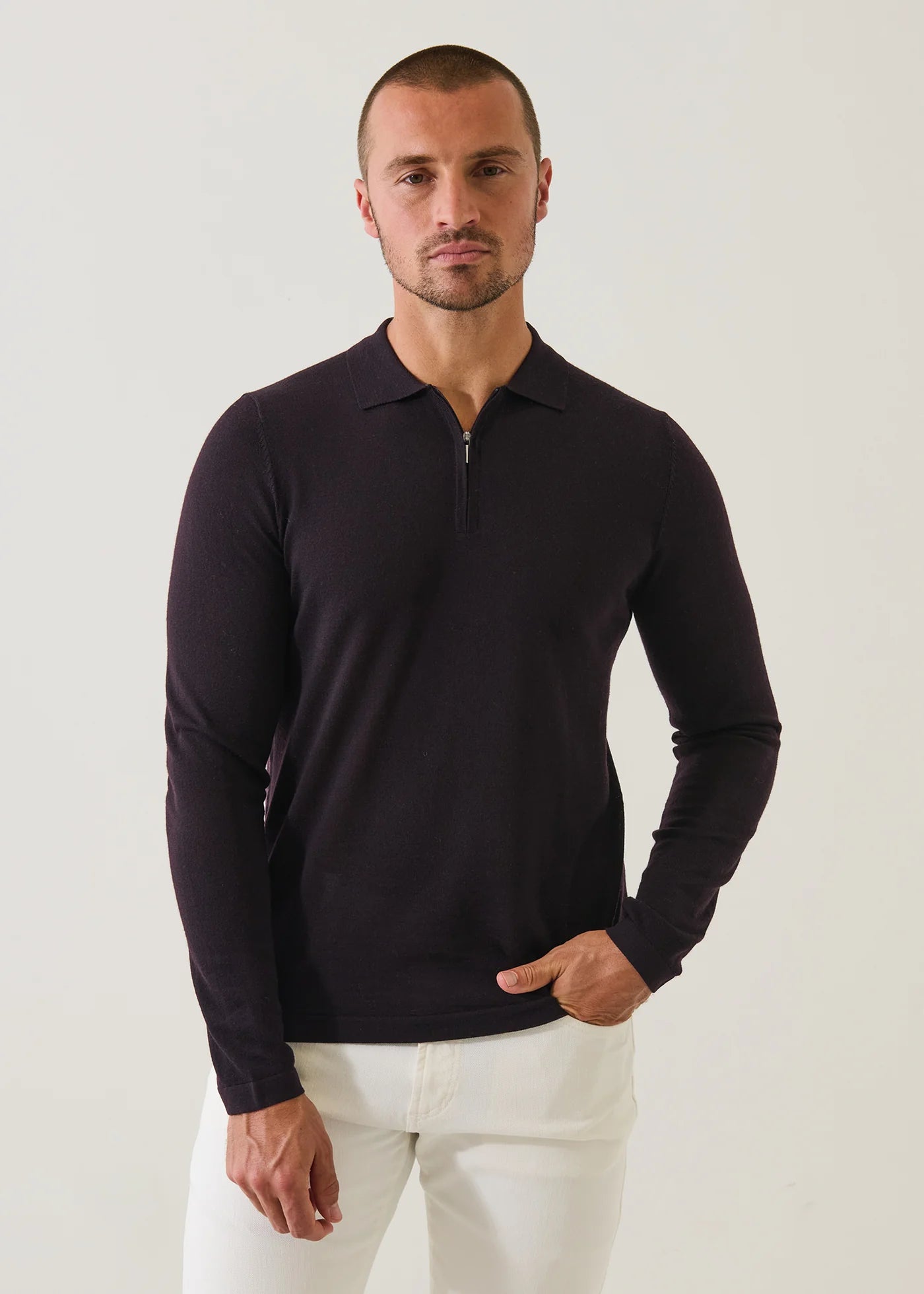 14GG XFINE MERINO 1/4 ZIP POLO