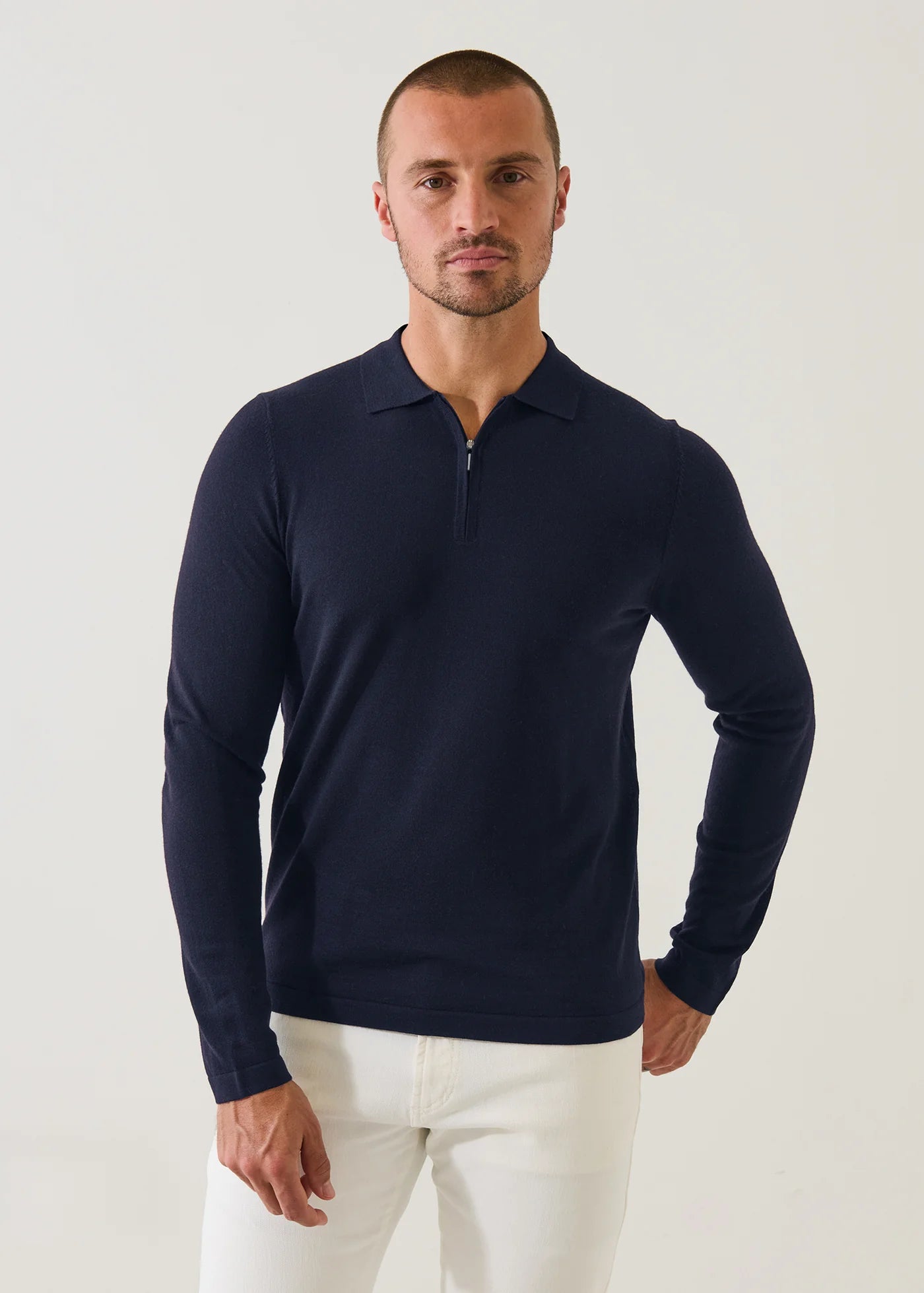 14GG XFINE MERINO 1/4 ZIP POLO
