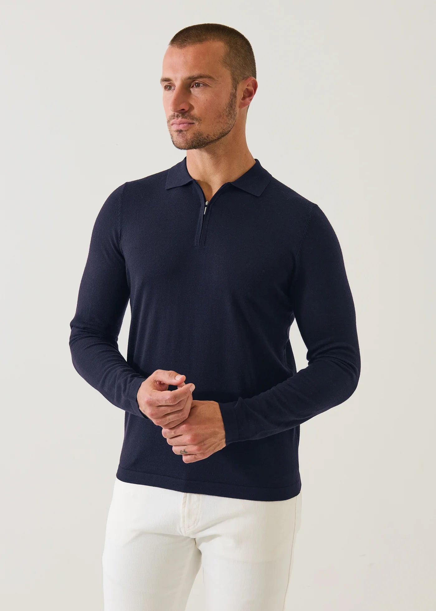 14GG XFINE MERINO 1/4 ZIP POLO