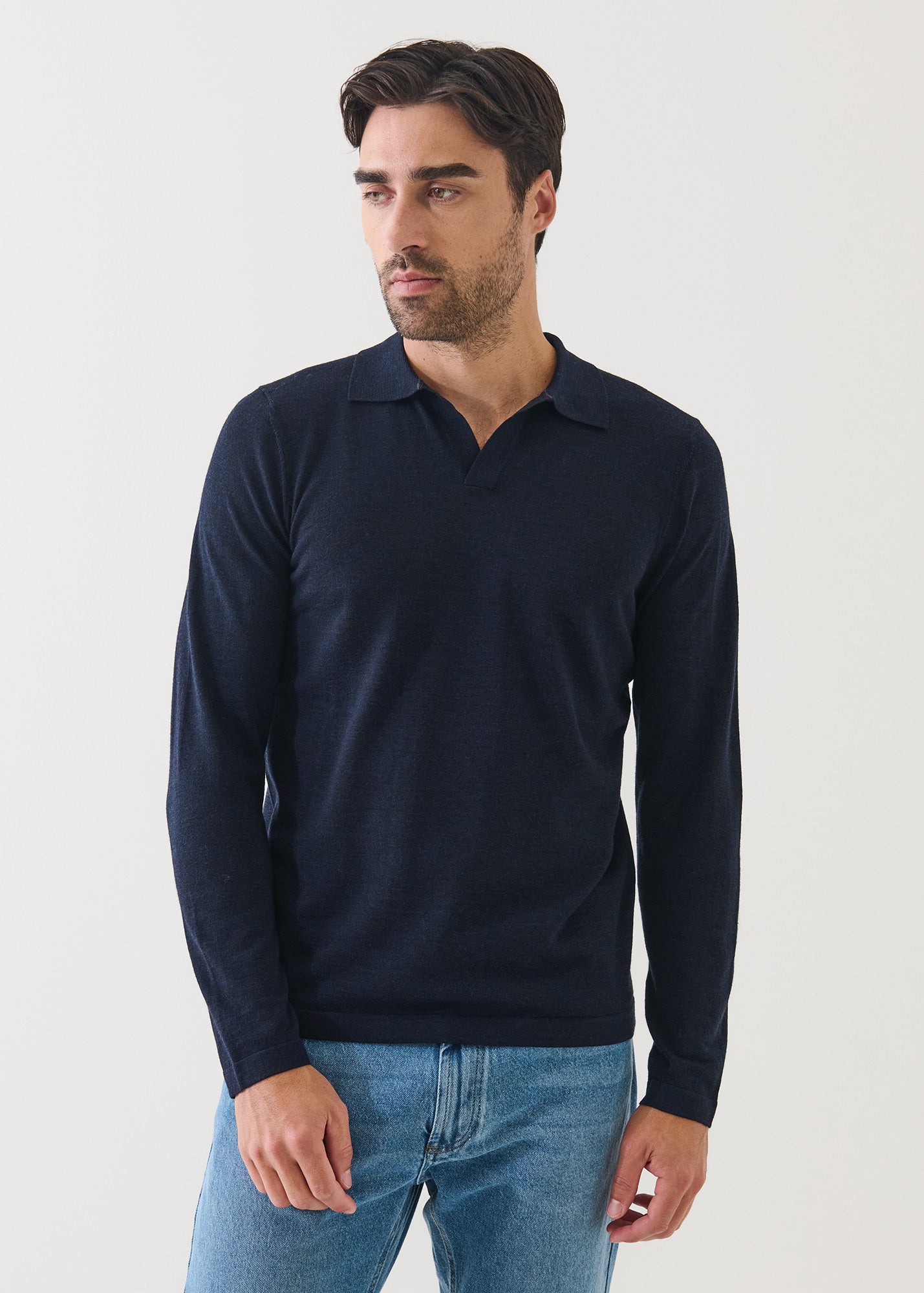 14GG XFINE MERINO OPEN COLLAR POLO