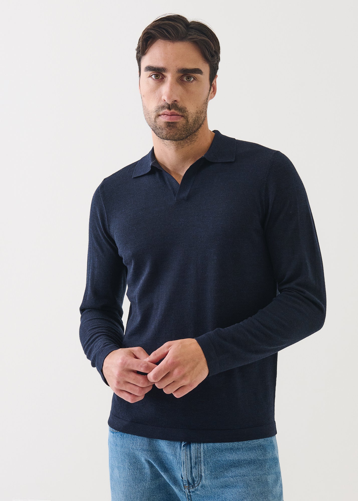 14GG XFINE MERINO OPEN COLLAR POLO