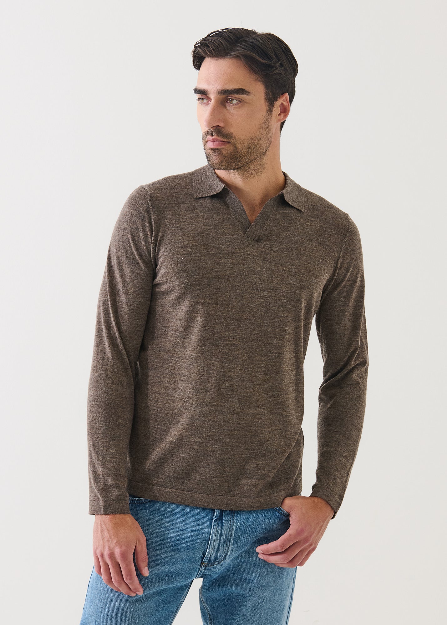 14GG XFINE MERINO OPEN COLLAR POLO