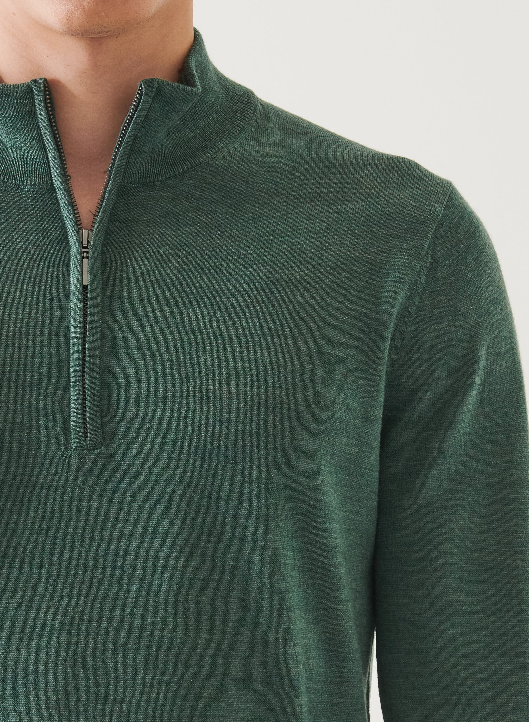 14GG XFINE MERINO 1/4 ZIP MOCK NECK SWEATER