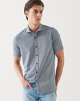 SHORT SLEEVE FLORAL DIAMOND ALL OVER PRINT BUTTON UP