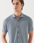 SHORT SLEEVE FLORAL DIAMOND ALL OVER PRINT BUTTON UP