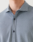 SHORT SLEEVE FLORAL DIAMOND ALL OVER PRINT BUTTON UP