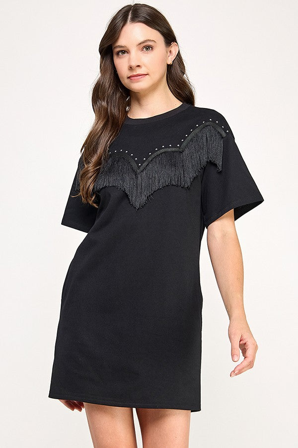 FRINGE T-SHIRT DRESS